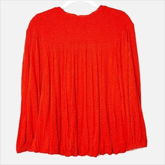 Free People Begonia Top red embroidered flowy boho blouse long sleeve bohemian - Picture 5 of 12